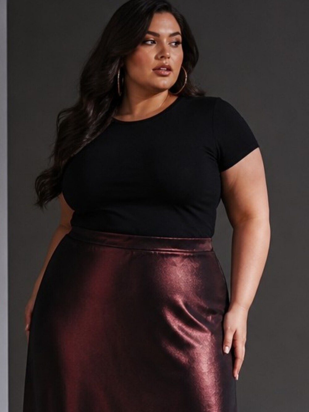 Plus Size Black Red Shift Metallic Sheer Skirt Whimsygoth Goth 18